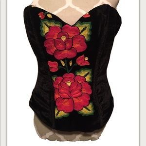 Corset embroidered velvet
